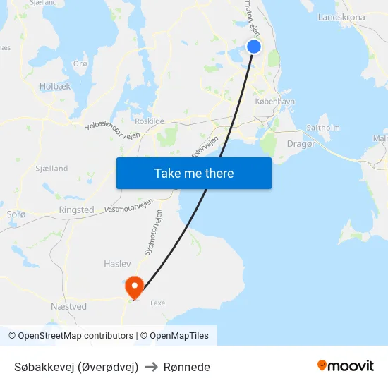 Søbakkevej (Øverødvej) to Rønnede map