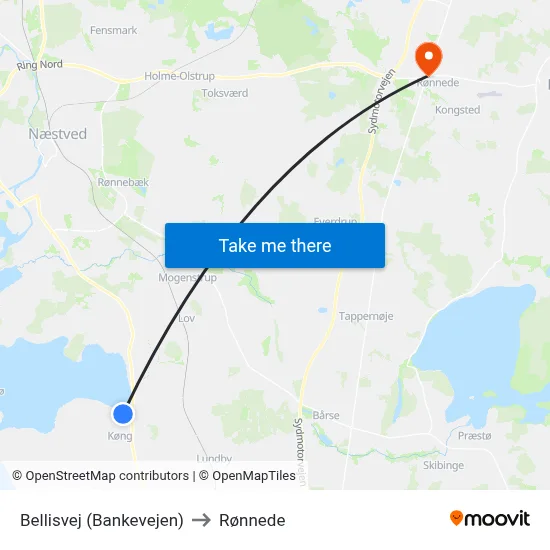 Bellisvej (Bankevejen) to Rønnede map