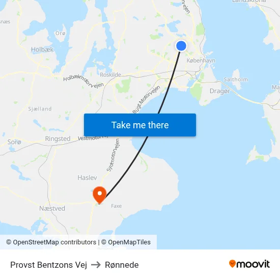 Provst Bentzons Vej to Rønnede map