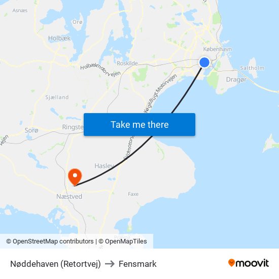 Nøddehaven (Retortvej) to Fensmark map