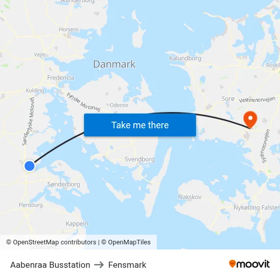 Aabenraa Busstation to Fensmark map