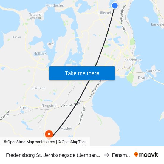 Fredensborg St. Jernbanegade (Jernbanegade) to Fensmark map