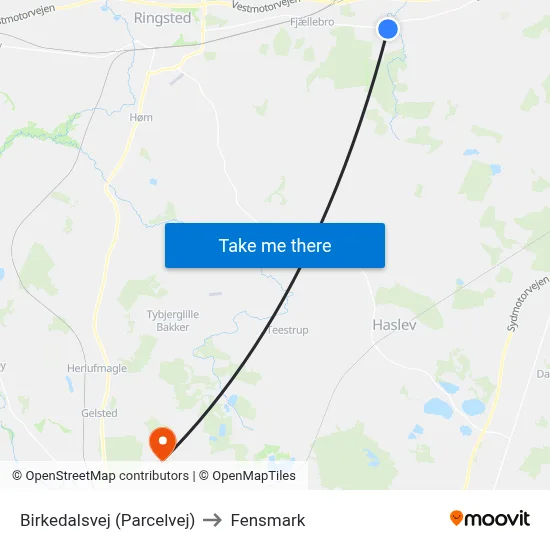 Birkedalsvej (Parcelvej) to Fensmark map
