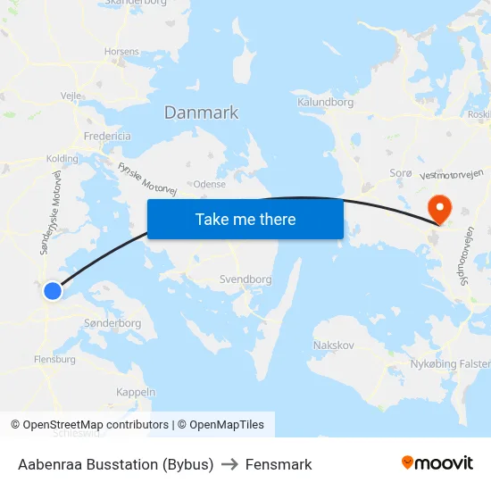 Aabenraa Busstation (Bybus) to Fensmark map