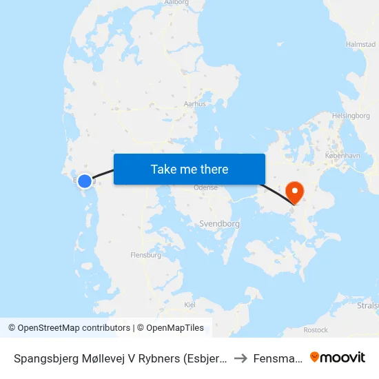 Spangsbjerg Møllevej V Rybners (Esbjerg) to Fensmark map