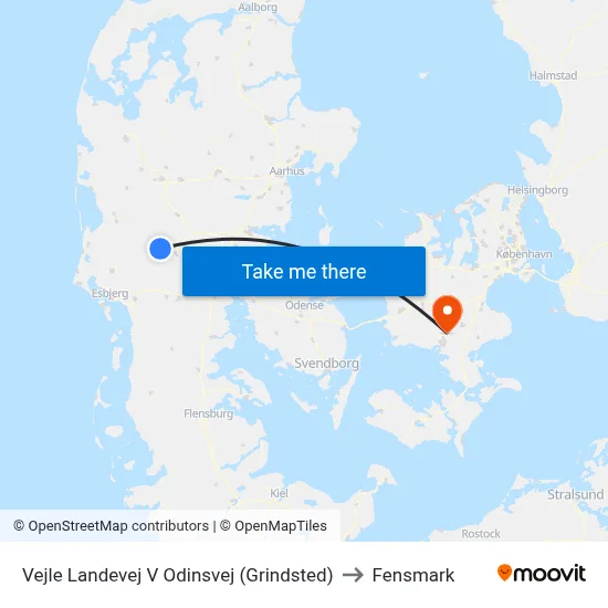 Vejle Landevej V Odinsvej (Grindsted) to Fensmark map