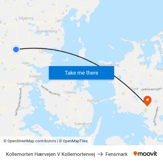 Kollemorten Hærvejen V Kollemortenvej to Fensmark map