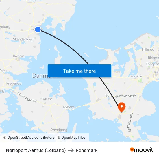 Nørreport Aarhus (Letbane) to Fensmark map