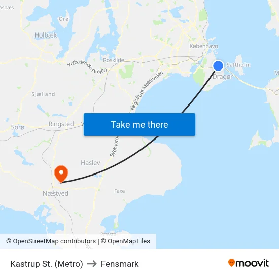 Kastrup St. (Metro) to Fensmark map