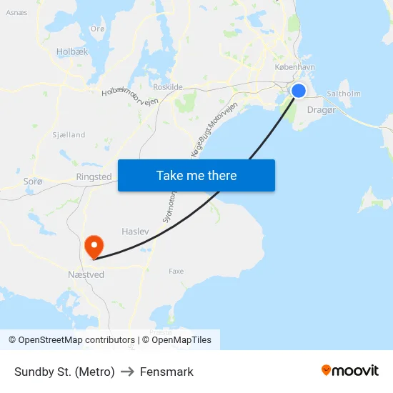 Sundby St. (Metro) to Fensmark map