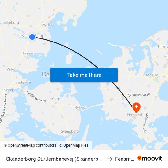 Skanderborg St./Jernbanevej (Skanderborg Kom) to Fensmark map