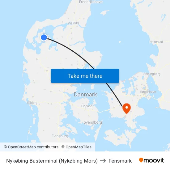Nykøbing Busterminal (Nykøbing Mors) to Fensmark map