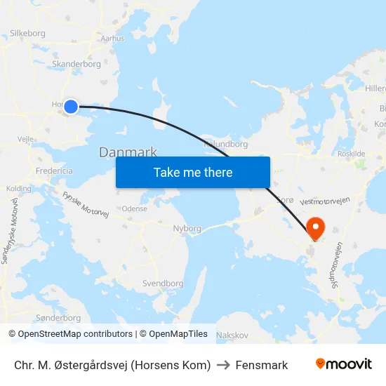Chr. M. Østergårdsvej (Horsens Kom) to Fensmark map