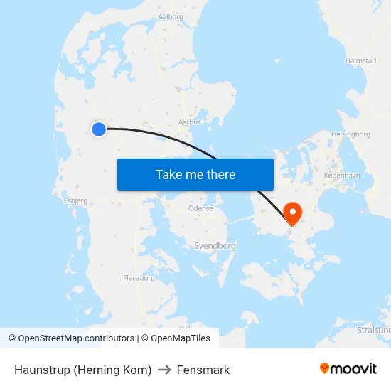 Haunstrup (Herning Kom) to Fensmark map