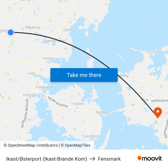 Ikast/Østerport (Ikast-Brande Kom) to Fensmark map
