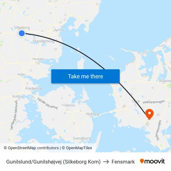 Gunilslund/Gunilshøjvej (Silkeborg Kom) to Fensmark map