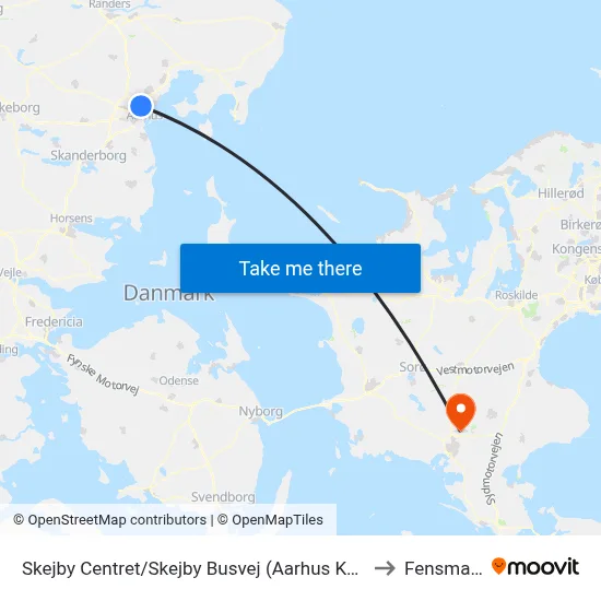 Skejby Centret/Skejby Busvej (Aarhus Kom) to Fensmark map