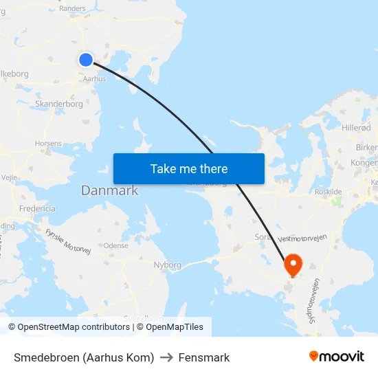 Smedebroen (Aarhus Kom) to Fensmark map