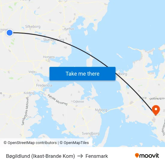 Bøgildlund (Ikast-Brande Kom) to Fensmark map