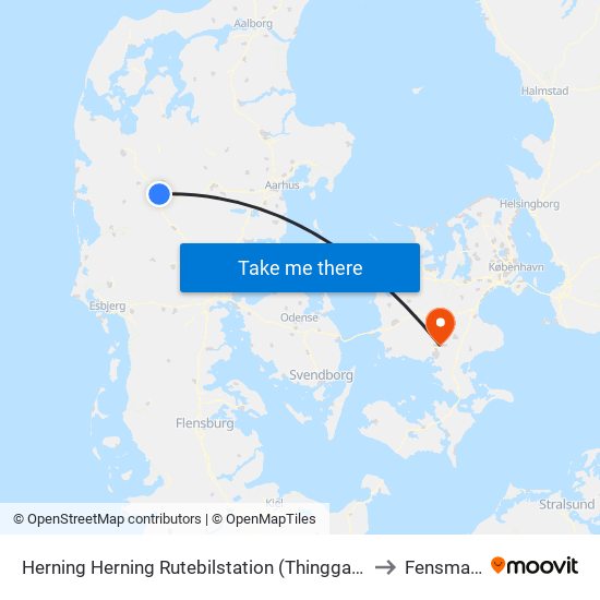 Herning Herning Rutebilstation (Thinggaard) to Fensmark map