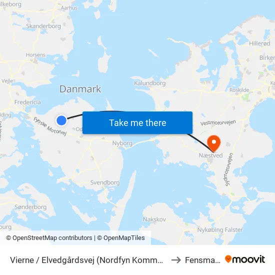 Vierne / Elvedgårdsvej (Nordfyn Kommune) to Fensmark map
