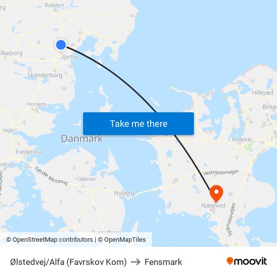 Ølstedvej/Alfa (Favrskov Kom) to Fensmark map