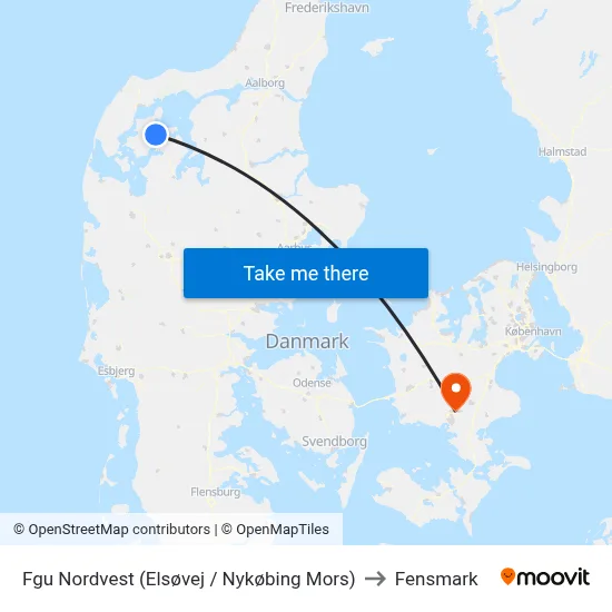 Fgu Nordvest (Elsøvej / Nykøbing Mors) to Fensmark map