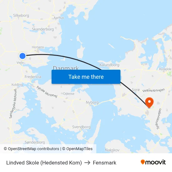 Lindved Skole (Hedensted Kom) to Fensmark map