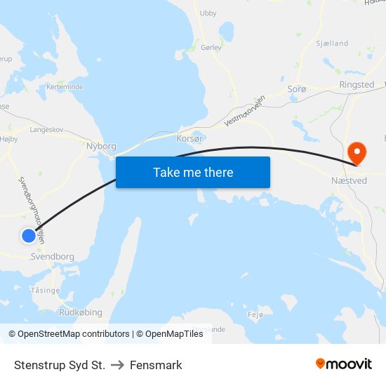 Stenstrup Syd St. to Fensmark map