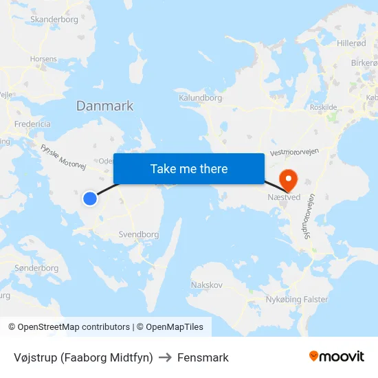 Vøjstrup (Faaborg Midtfyn) to Fensmark map