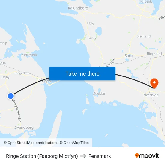 Ringe Station (Faaborg Midtfyn) to Fensmark map