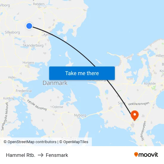 Hammel Rtb. to Fensmark map
