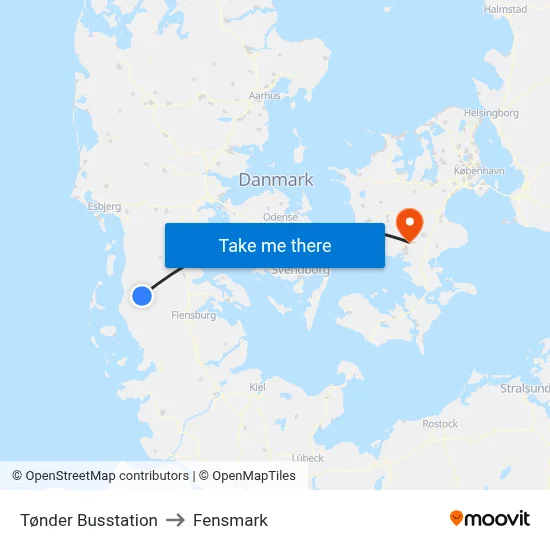 Tønder Busstation to Fensmark map