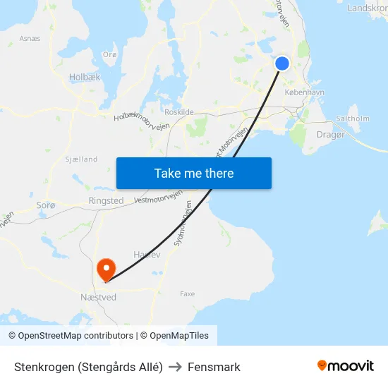 Stenkrogen (Stengårds Allé) to Fensmark map