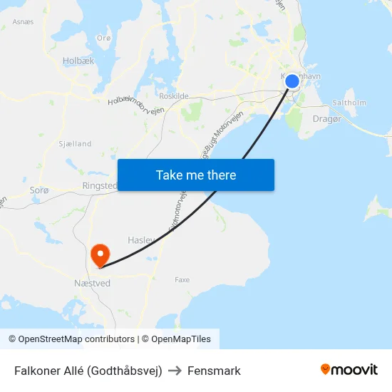 Falkoner Allé (Godthåbsvej) to Fensmark map