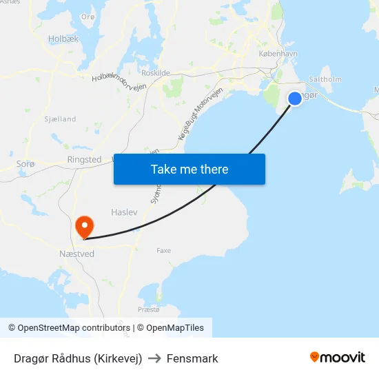 Dragør Rådhus (Kirkevej) to Fensmark map
