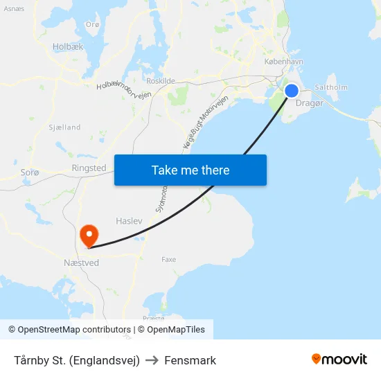 Tårnby St. (Englandsvej) to Fensmark map