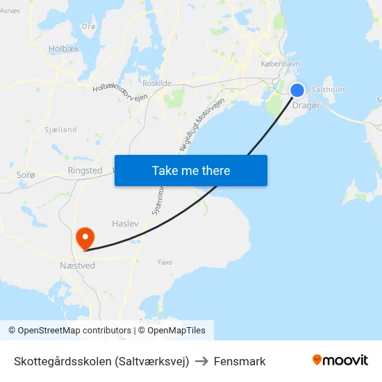 Skottegårdsskolen (Saltværksvej) to Fensmark map