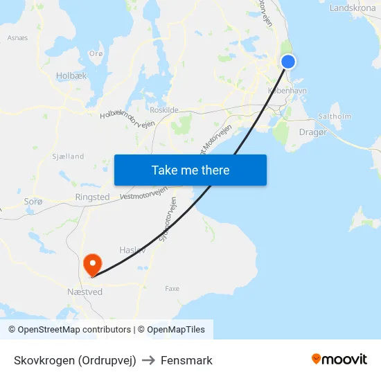 Skovkrogen (Ordrupvej) to Fensmark map