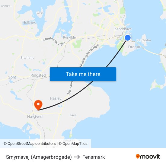 Smyrnavej (Amagerbrogade) to Fensmark map