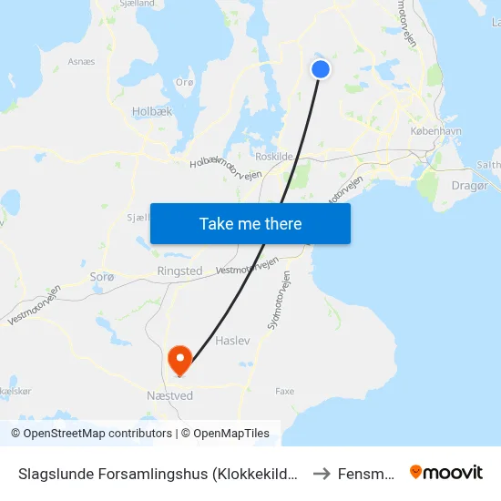 Slagslunde Forsamlingshus (Klokkekildevej) to Fensmark map