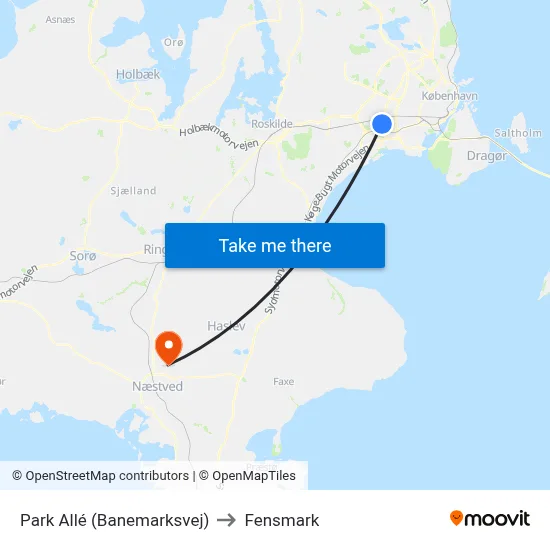 Park Allé (Banemarksvej) to Fensmark map