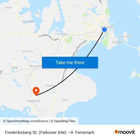 Frederiksberg St. (Falkoner Allé) to Fensmark map
