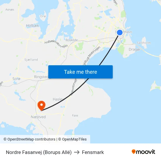 Nordre Fasanvej (Borups Allé) to Fensmark map
