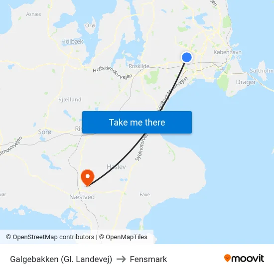 Galgebakken (Gl. Landevej) to Fensmark map
