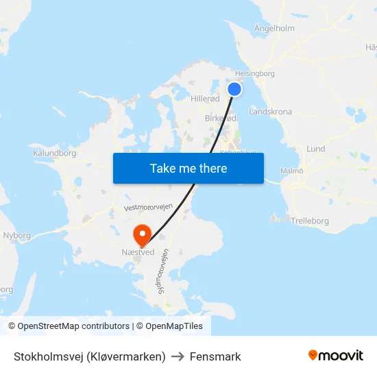 Stokholmsvej (Kløvermarken) to Fensmark map