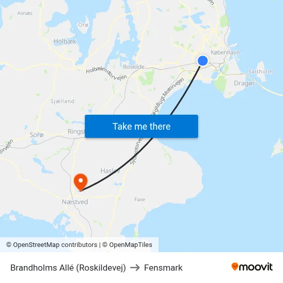 Brandholms Allé (Roskildevej) to Fensmark map
