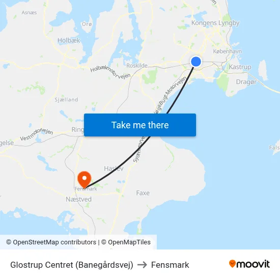 Glostrup Centret (Banegårdsvej) to Fensmark map