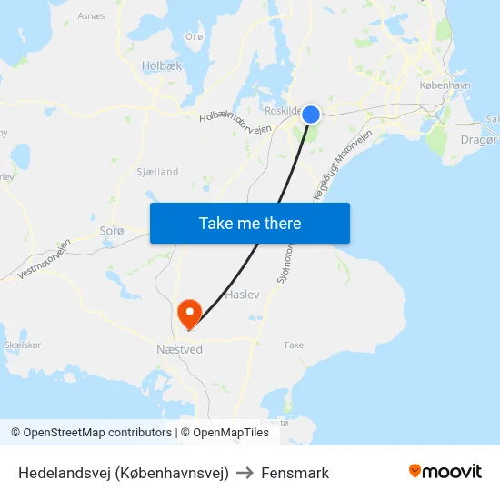Hedelandsvej (Københavnsvej) to Fensmark map