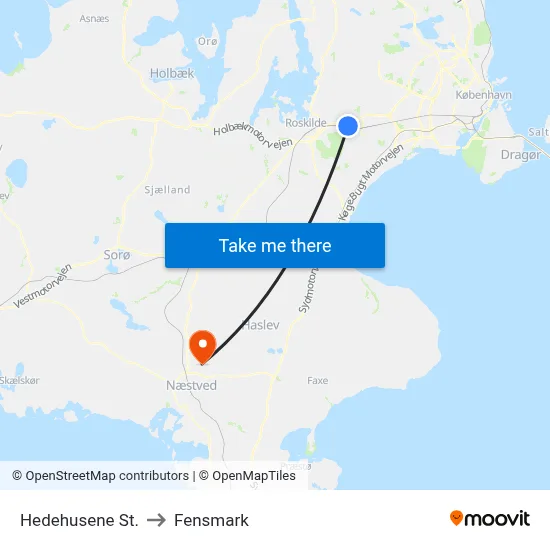Hedehusene St. to Fensmark map